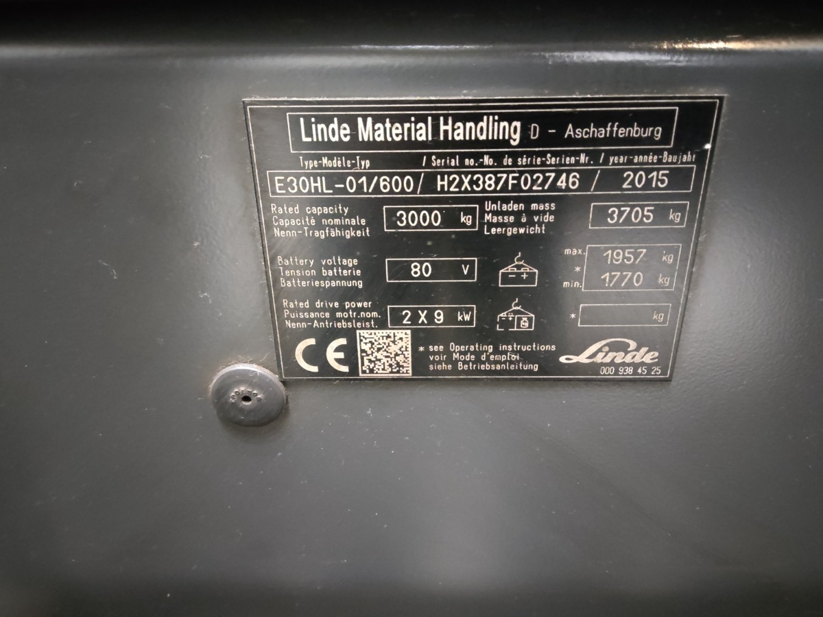 Empilhador elétrico Linde E30HL-01/600: foto 9